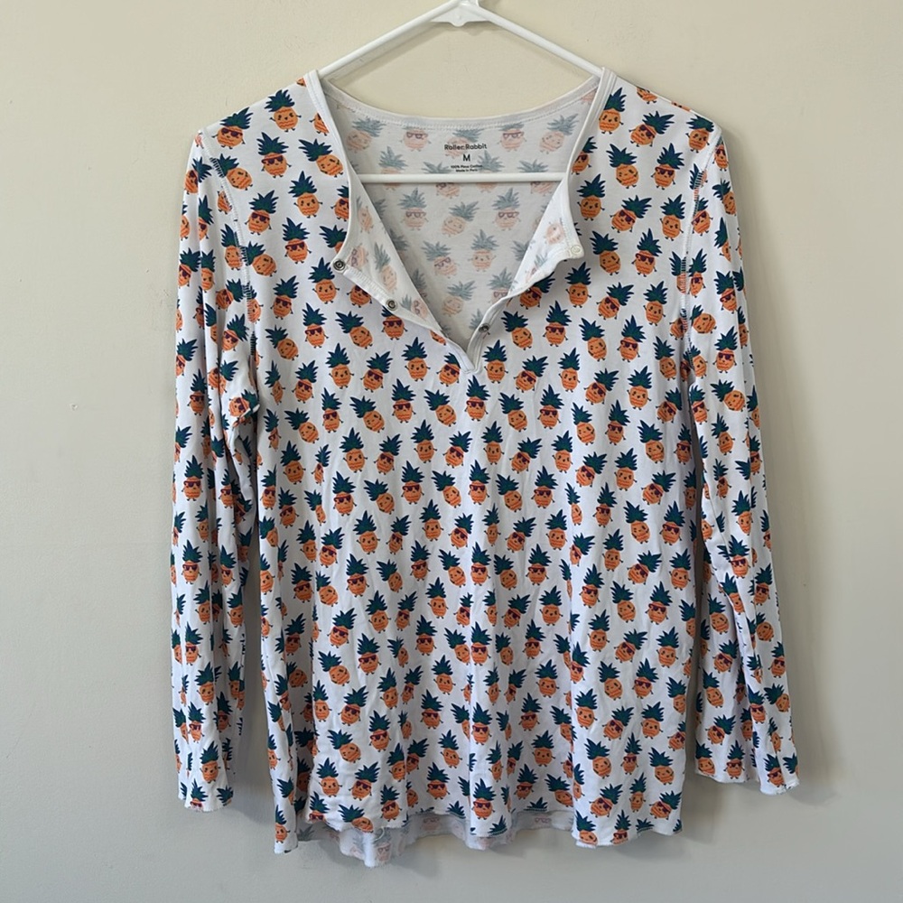 Roller Rabbit Pina & Colada Pajama Long Sleeve Shirt Limited Edition Size M - Picture 6 of 8